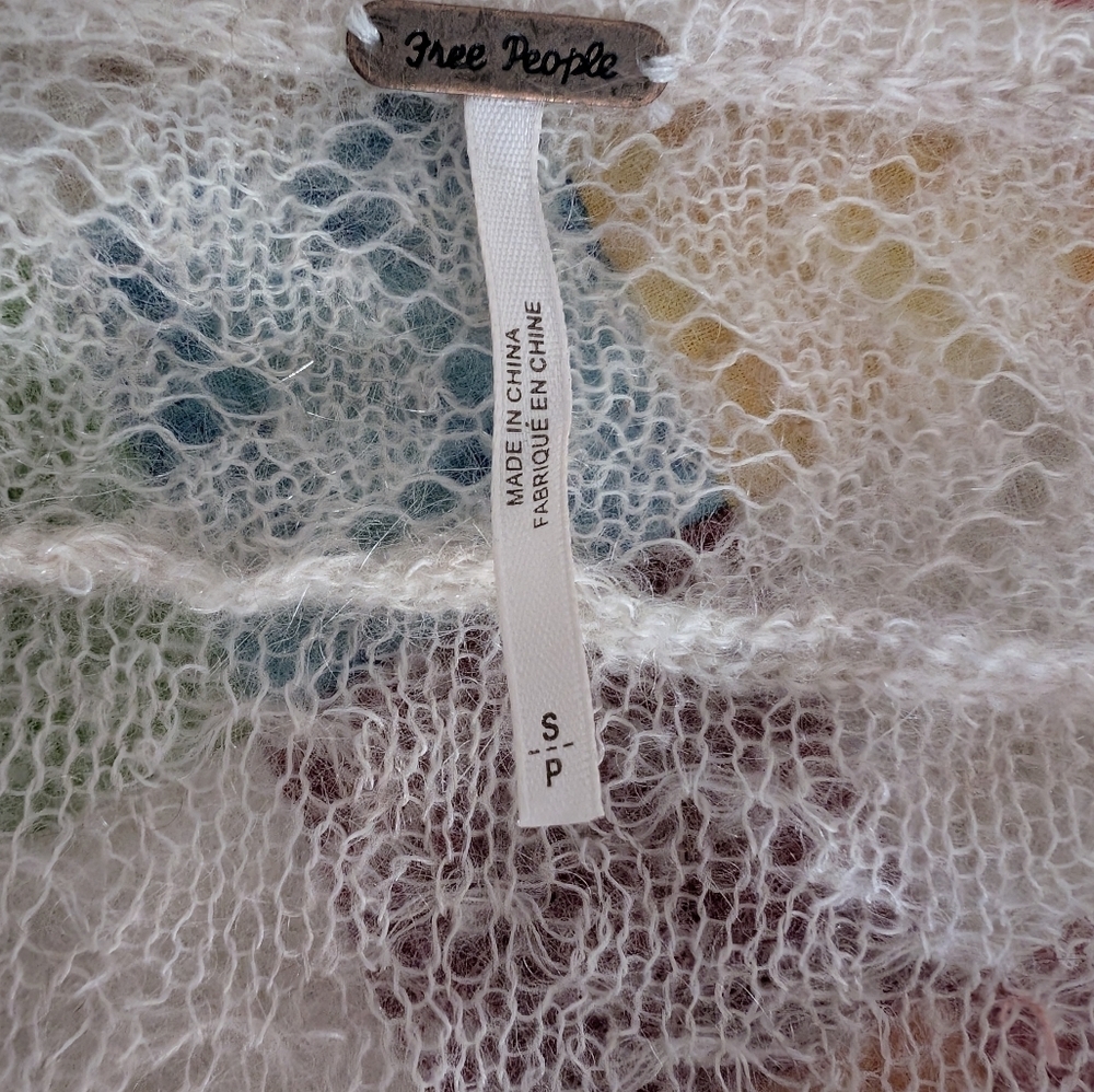 Free People Cream Ruffled Off-the-Shoulder Knit Sweater - Picture 7 of 8